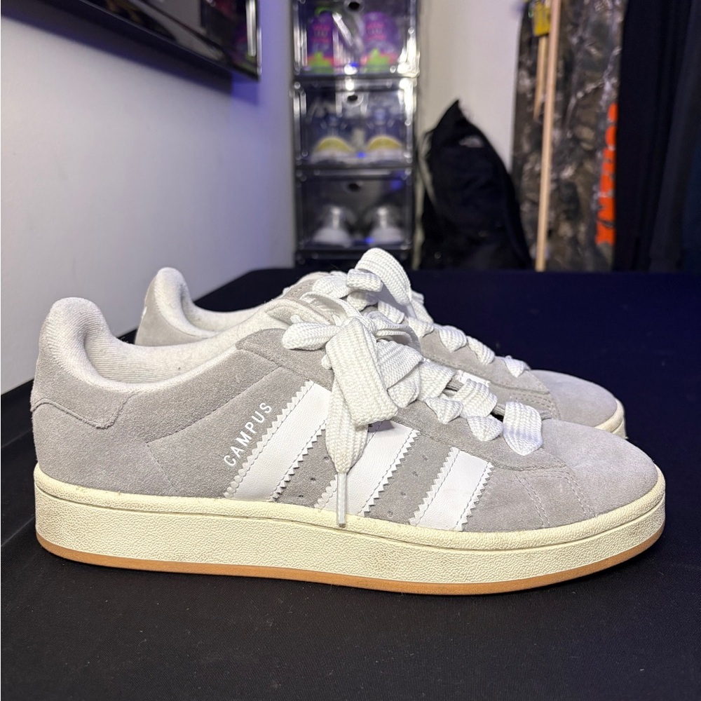 adidas Campus 00 Suede Sneakers in Light Gray and White